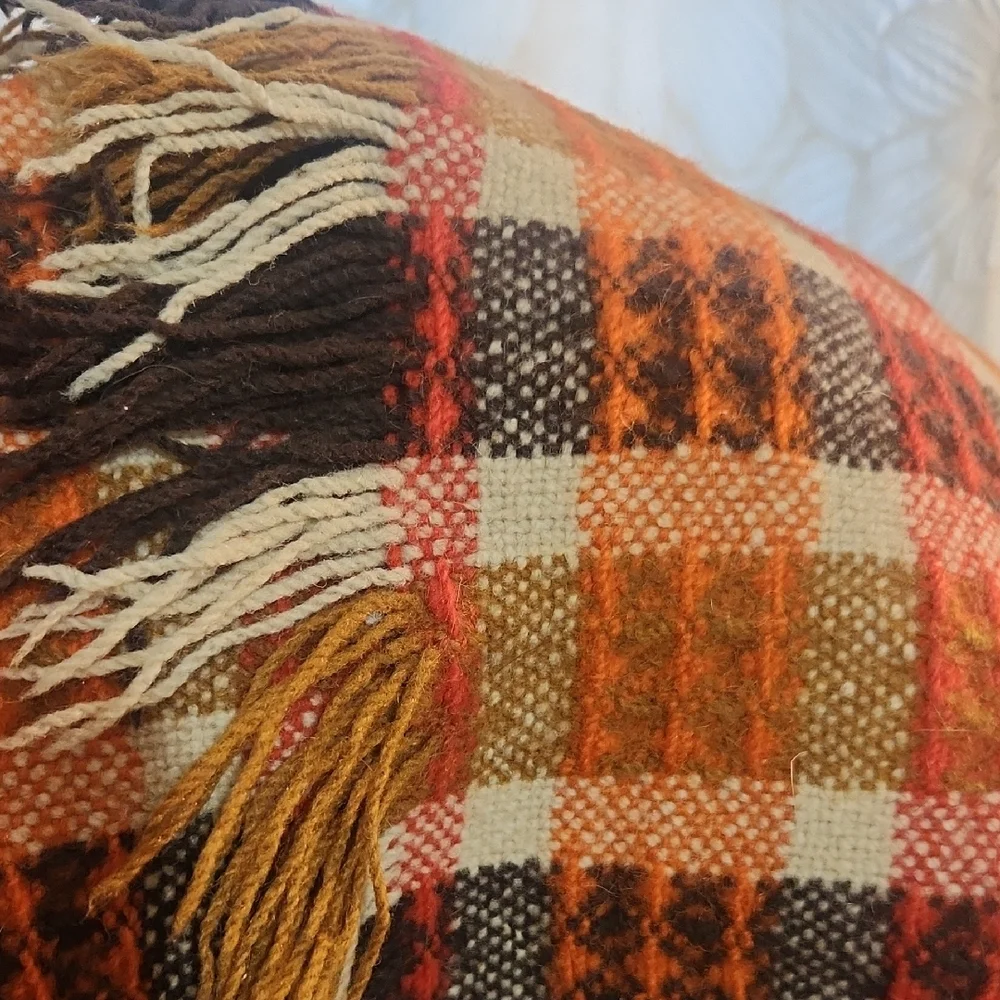 Pendleton Vintage Wool Motor Robe Plaid Fringe Blanket